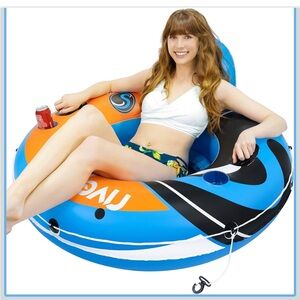 Blue and Orange Inflatable Pool Float